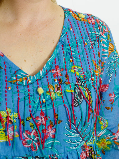 Billinudgel Dress in Blue Garden