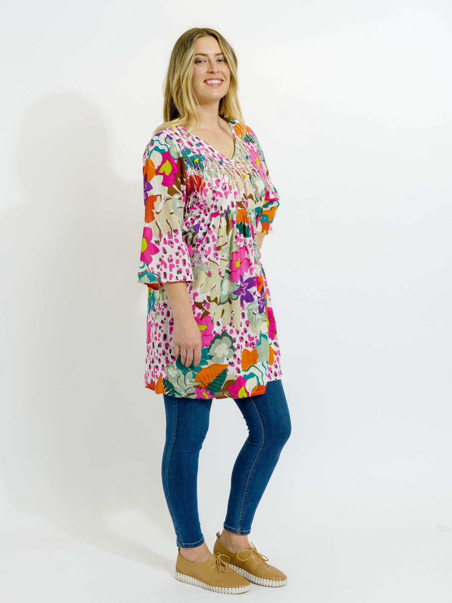 Billinudgel Dress in Fresh Pink Floral