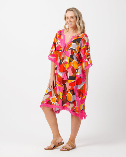 Bedarra Kaftan Dress in Bold Floral
