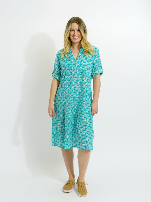 Mareeba Dress in Teal Fan