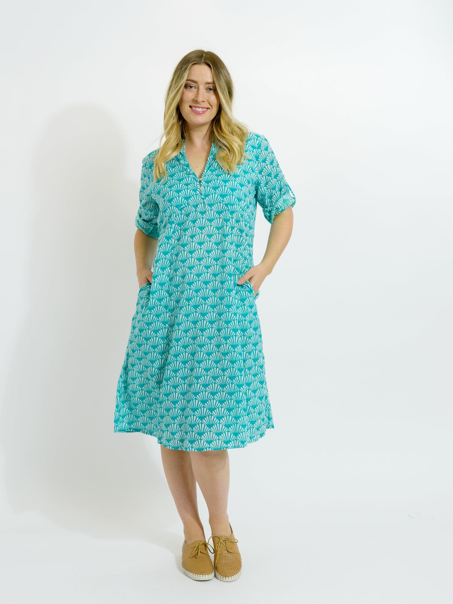 Mareeba Dress in Teal Fan