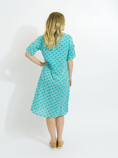 Mareeba Dress in Teal Fan