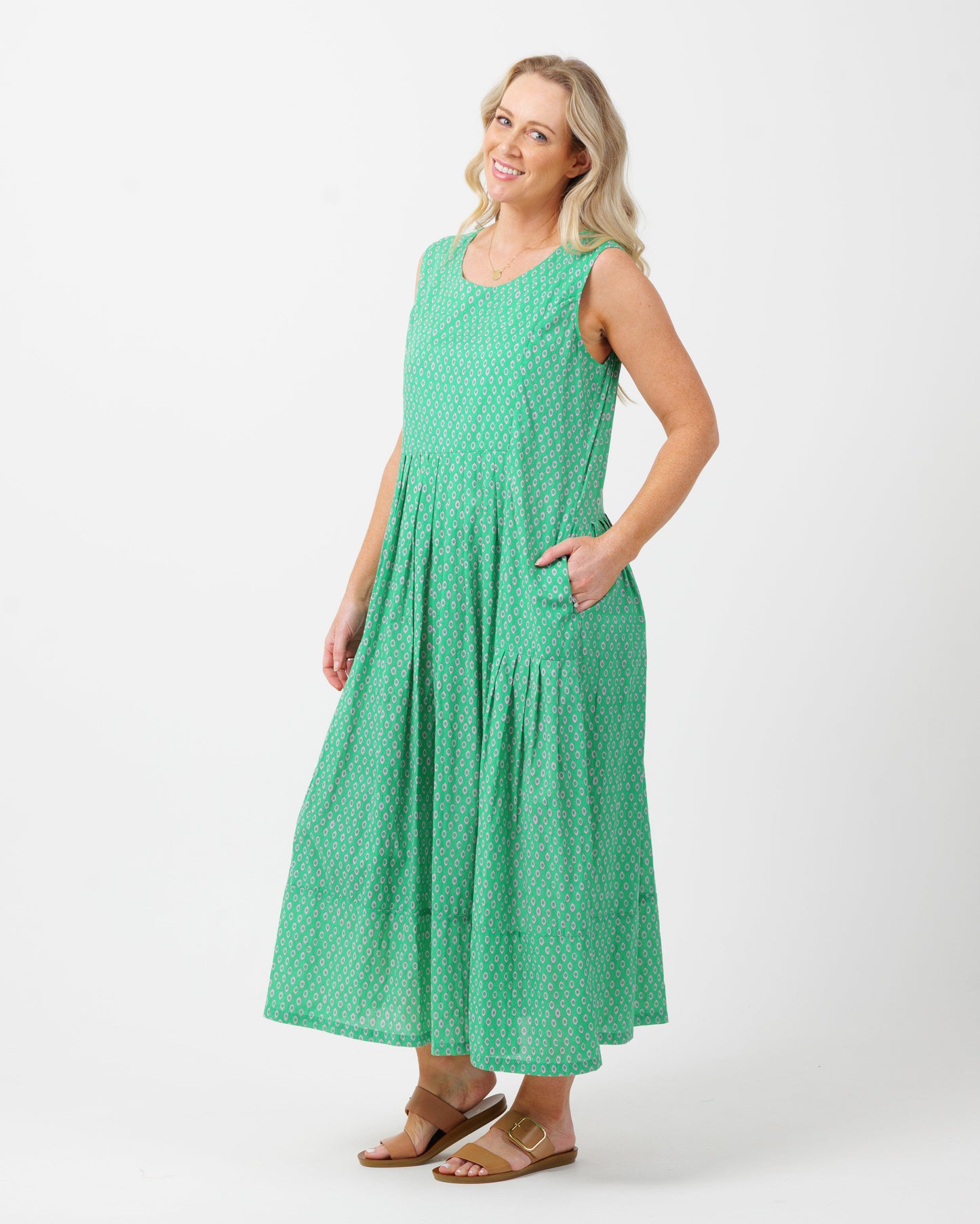 Sarina dress in Mauve and Green