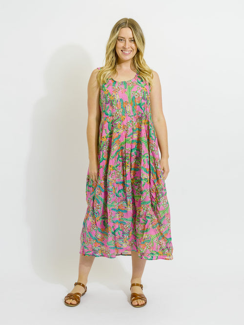 Glasshouse Dress in Pink Cactus
