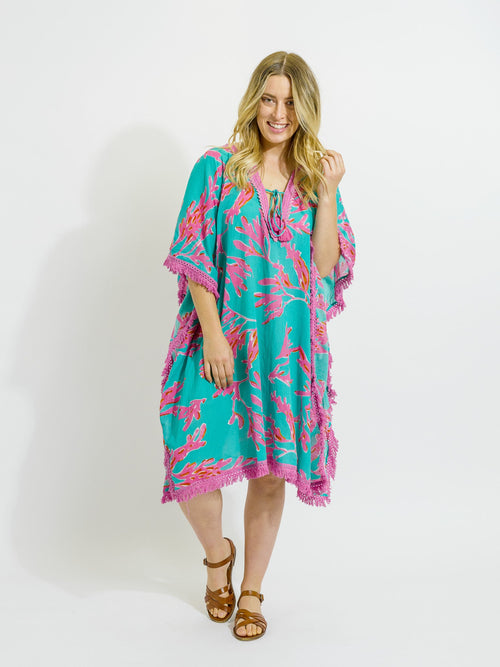 Bedarra Kaftan in Pink Coral