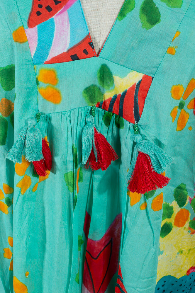Tiwi Kaftan in Teal Fish