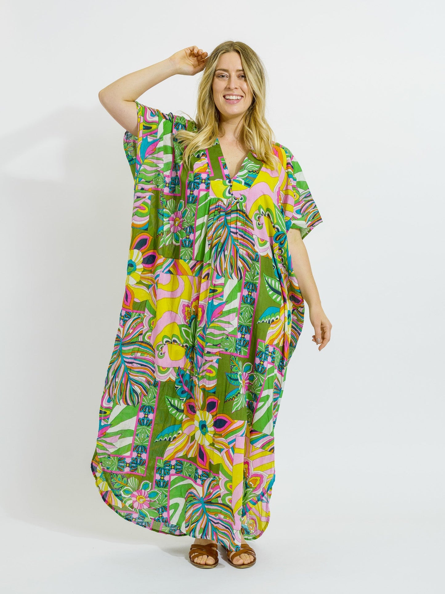 Tiwi Kaftan in Green Multi