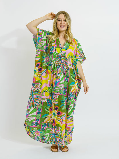 Tiwi Kaftan in Green Multi