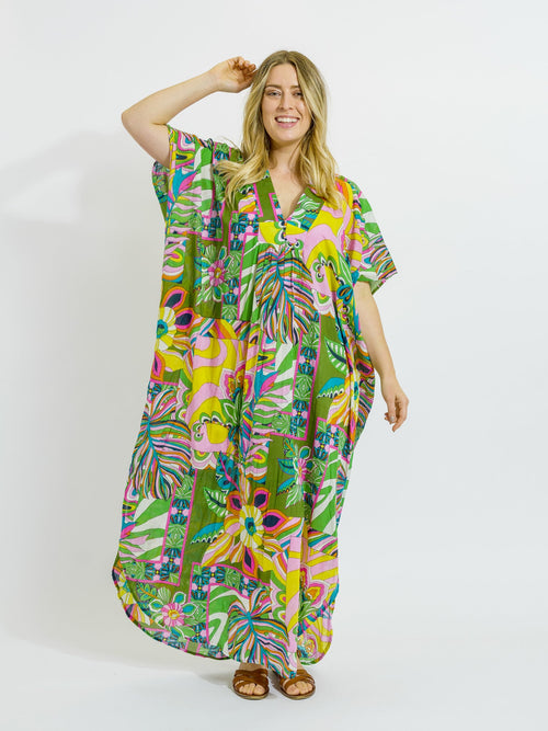Tiwi Kaftan in Green Multi