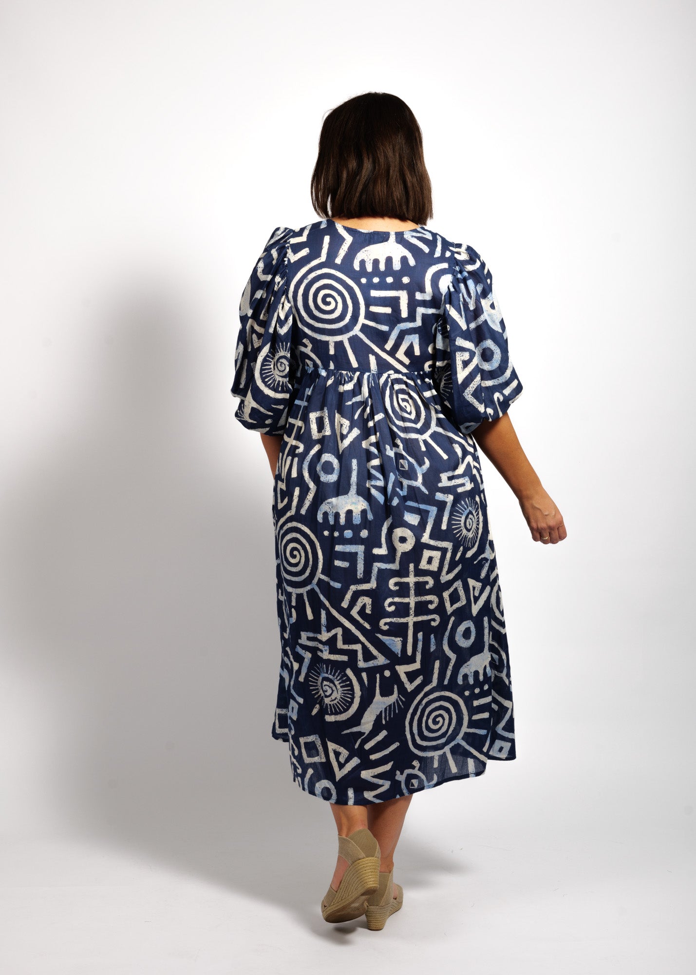 Amalia Dress in Blue Symbols