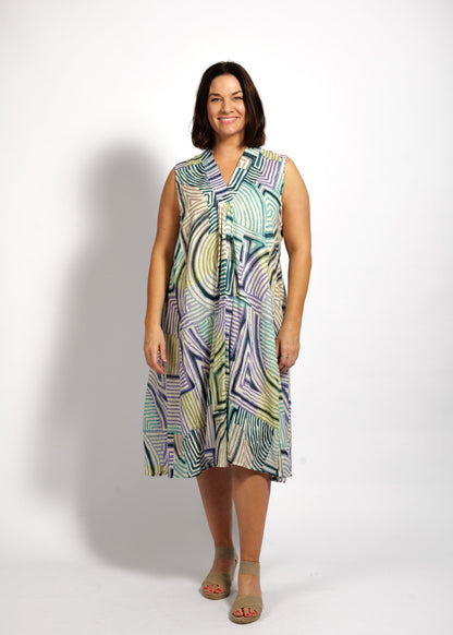 Claudia Dress in Lime Mauve Linea