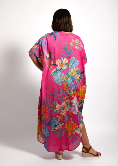 Isla Kaftan in Pink Birds