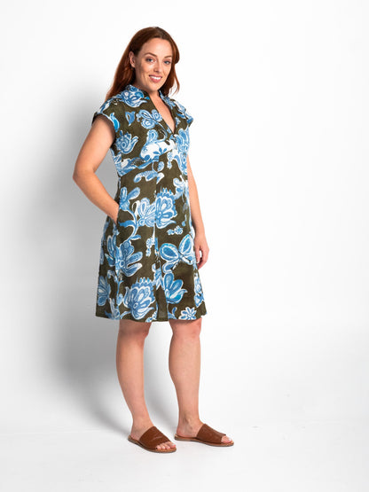 Mareeba Dress Cap Sleeve in Kale Floral