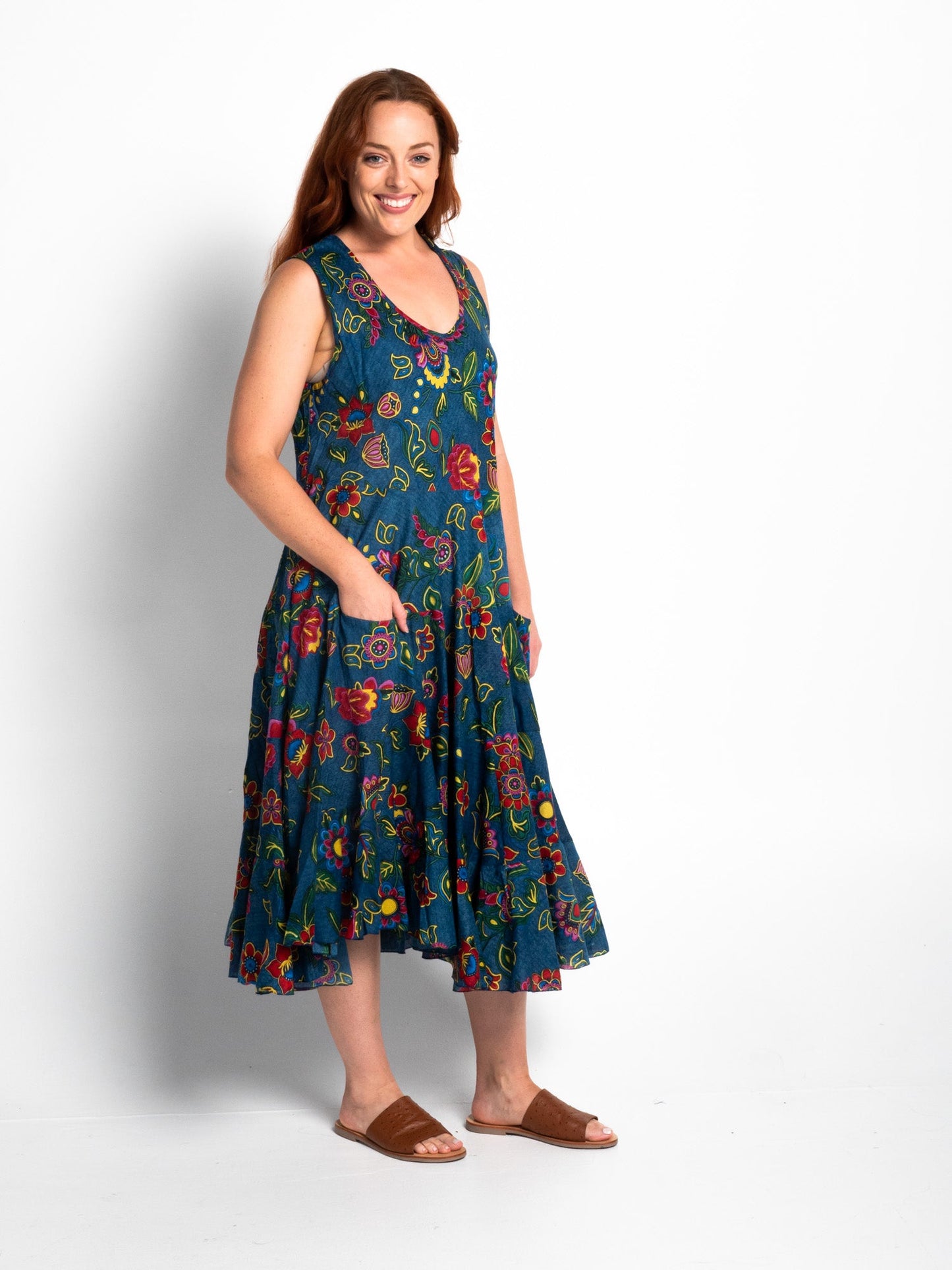 Daydream Dress in Denim Floral