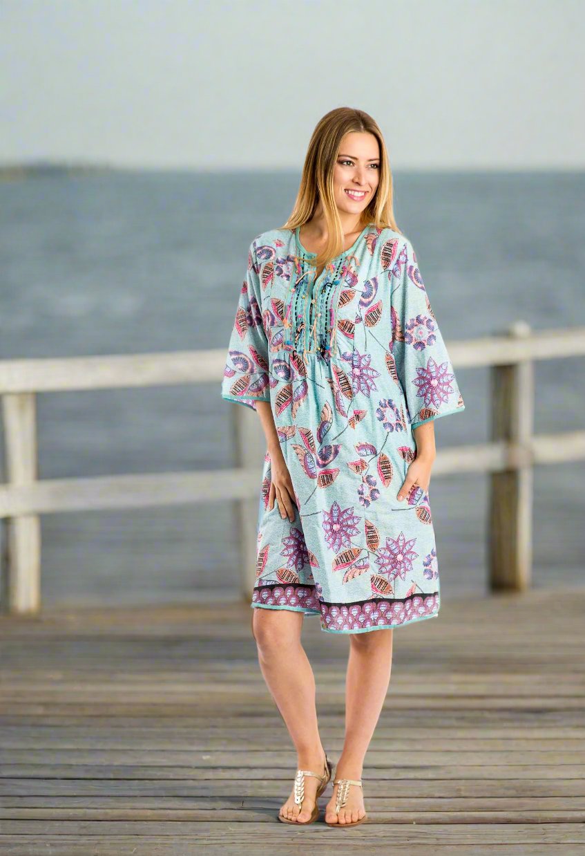 Bangalow Boho Dress in Aqua