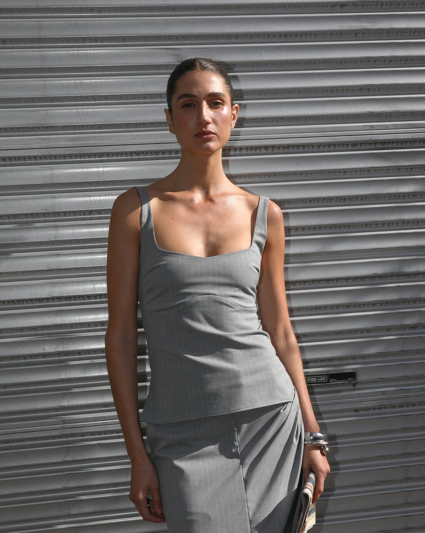 Luca Top Grey Stripe