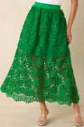 All the Attention Green Floral Lace Maxi Skirt