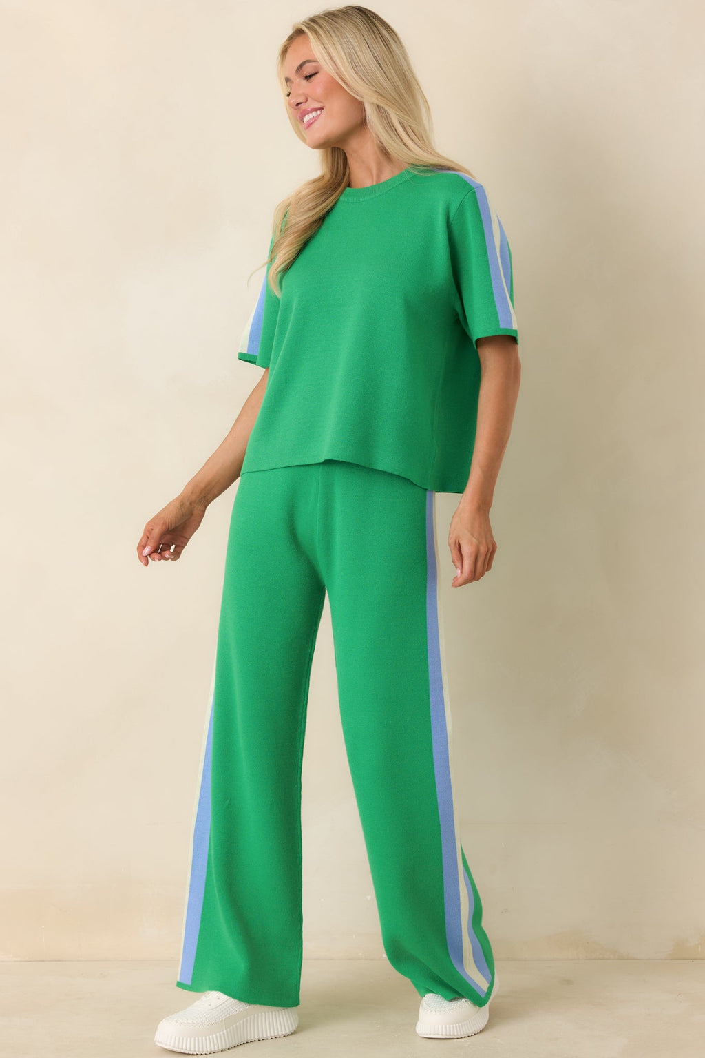 I'm Into It Green Multi Knit Stripe Top