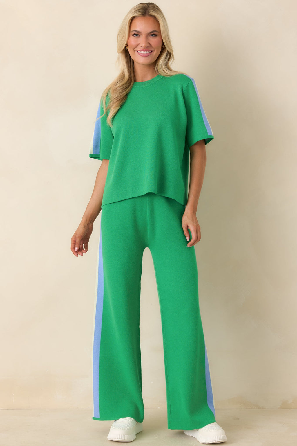 I'm Into It Green Multi Knit Stripe Top