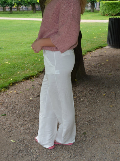 Helena low-rise trousers in linen blend - White