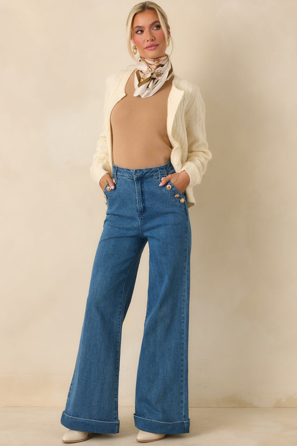 Just Like This Ivory Cable Knit Open Front Cardigan