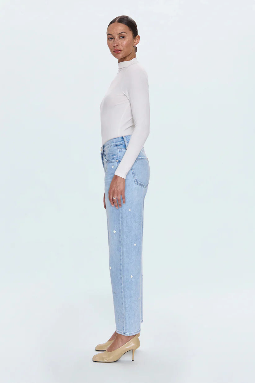 PISTOLA Lexi Mid Rise Bowed Straight Women's Jeans