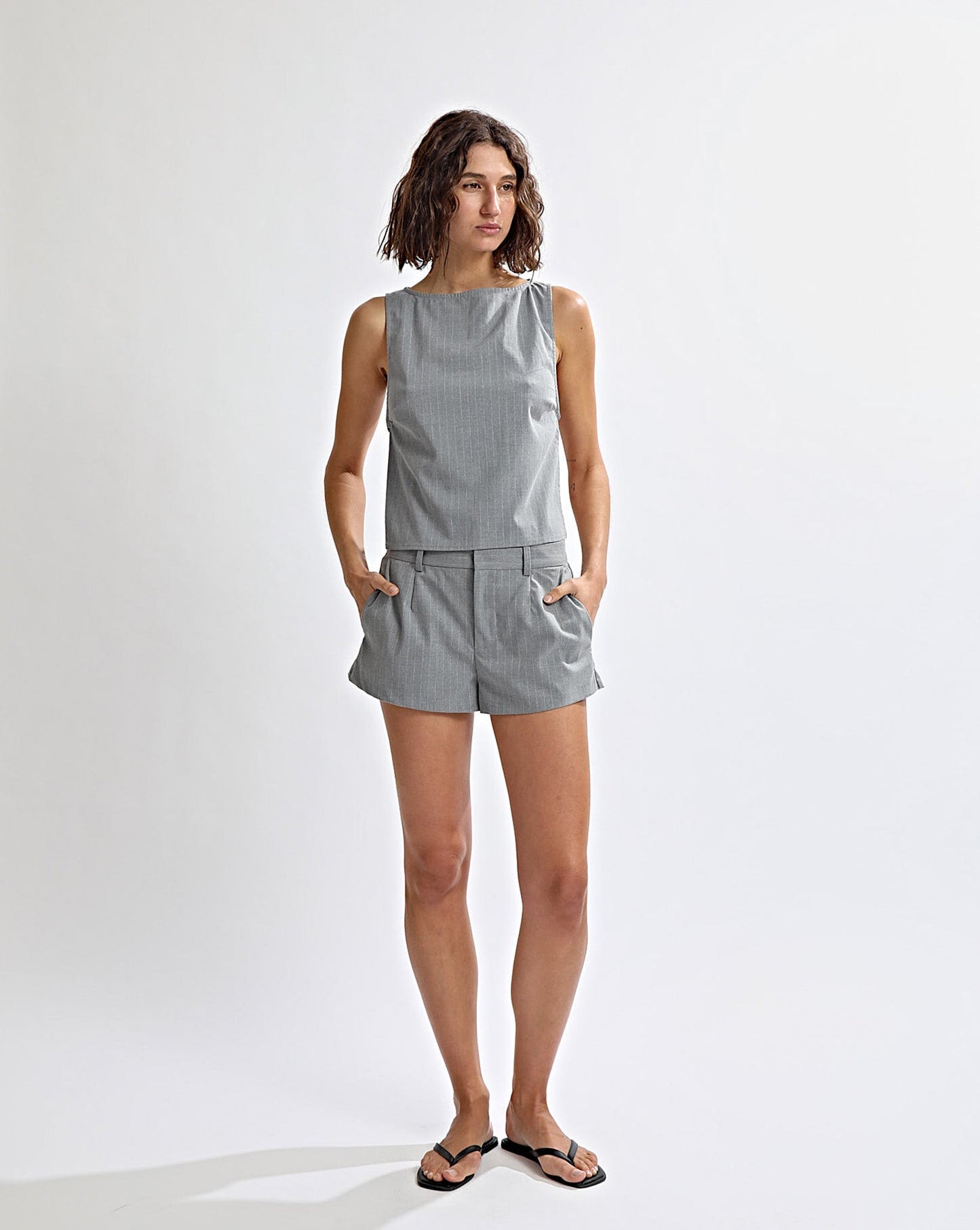 Celine Top Grey Stripe