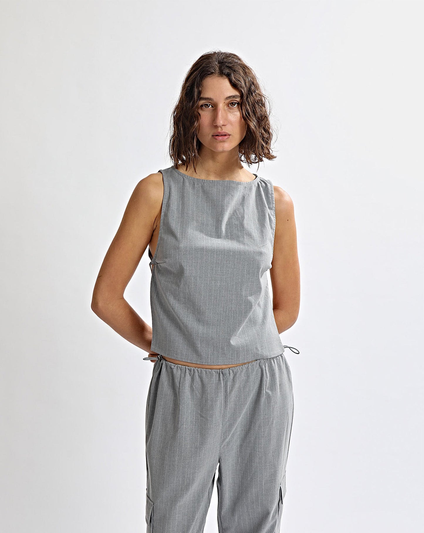Celine Top Grey Stripe