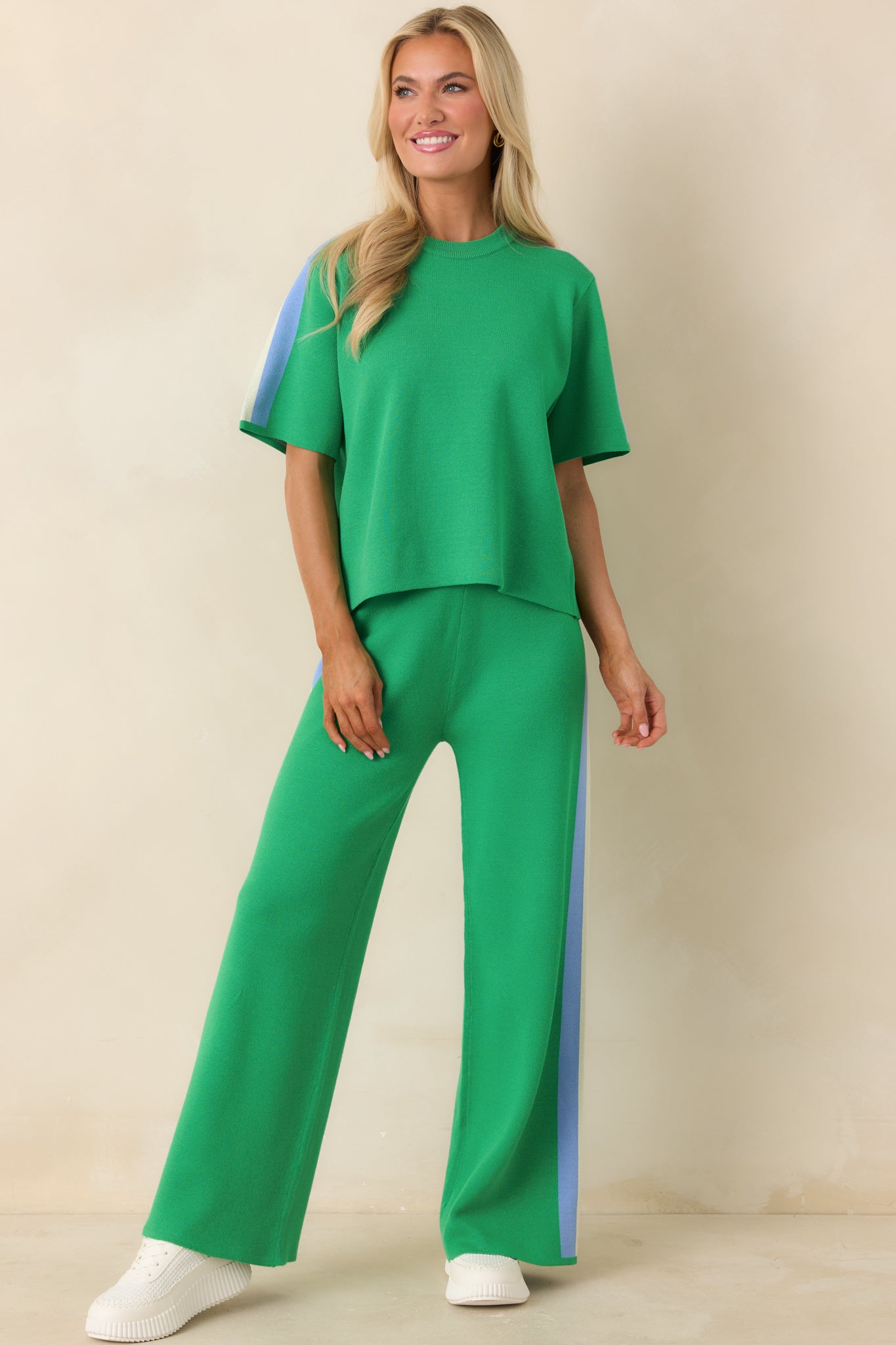 I'm Into It Green Multi Knit Stripe Top