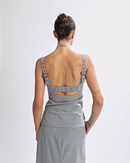Luca Top Grey Stripe