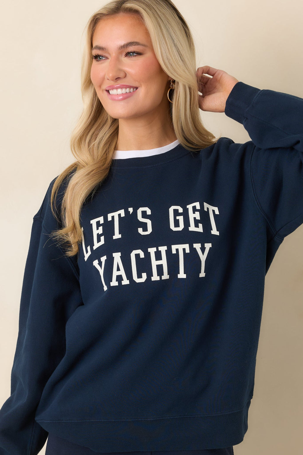 Z Supply Navy Blue Cotton Yachty Boyfriend Sweatshirt