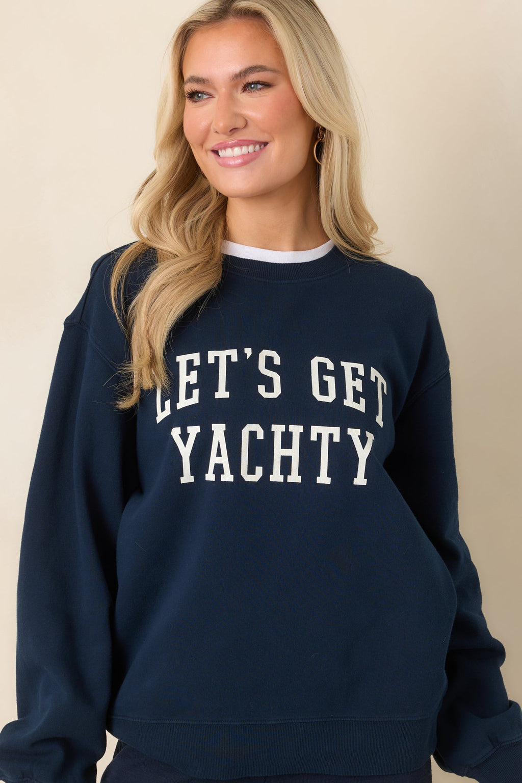 Z Supply Navy Blue Cotton Yachty Boyfriend Sweatshirt