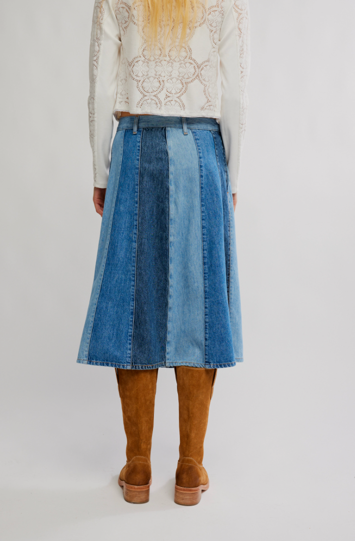 Free People Sunbeam Denim Midi Skirt