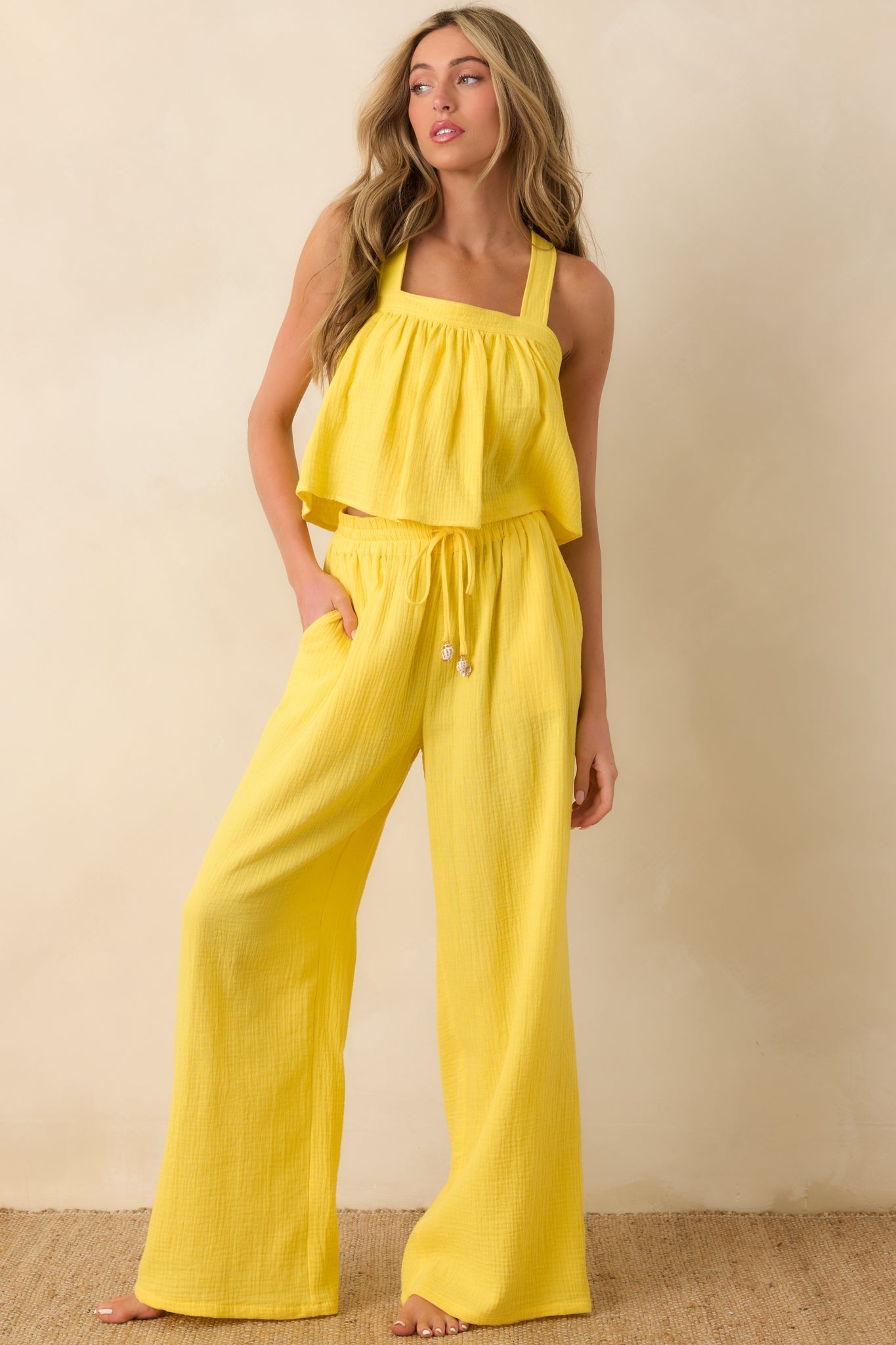 Paradisa Calor Yellow Cotton Swing Tank Top