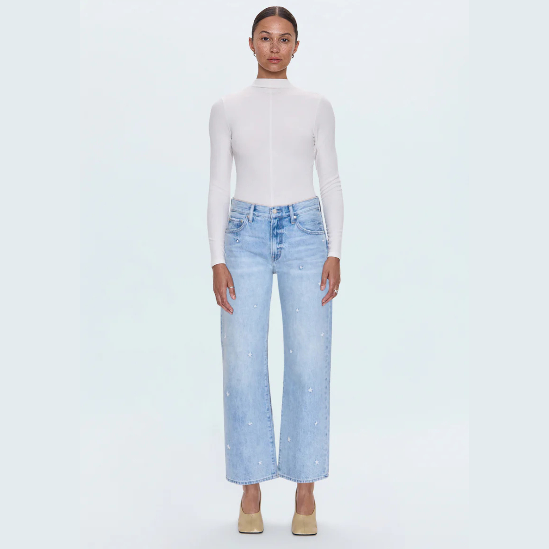 PISTOLA Lexi Mid Rise Bowed Straight Women's Jeans