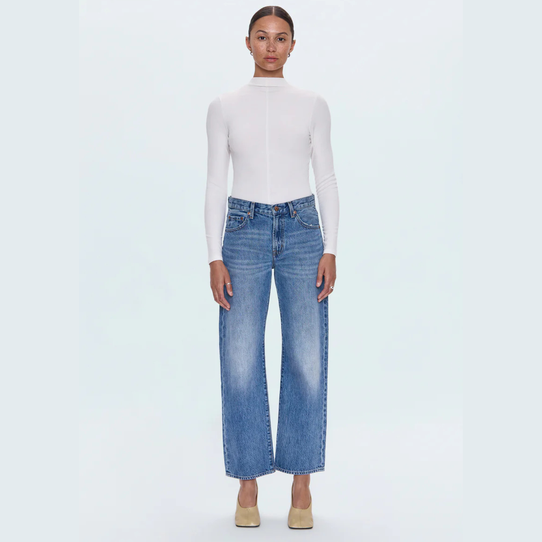 PISTOLA Lexi Mid Rise Bowed Straight Women's Jeans