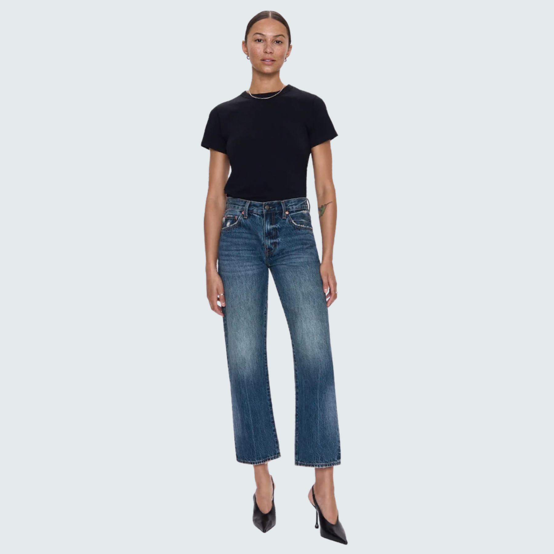 PISTOLA Lexi Mid Rise Bowed Straight Women's Jeans