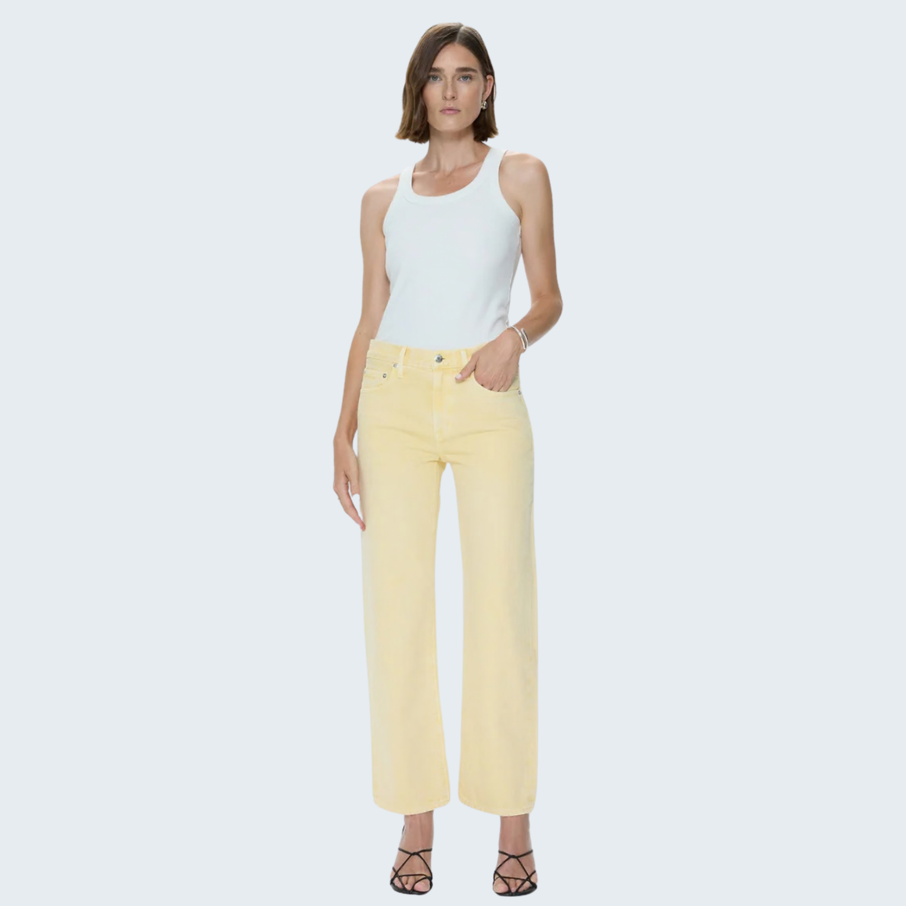 PISTOLA Lexi Mid Rise Bowed Straight Women's Jeans