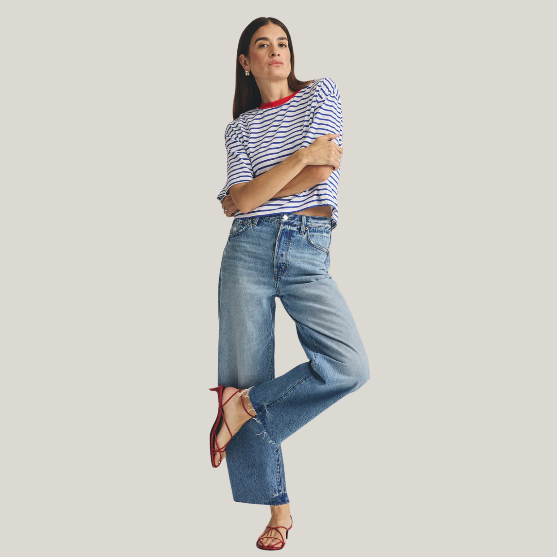 PISTOLA Tate Crop High Rise Bowed Wide Leg Jeans
