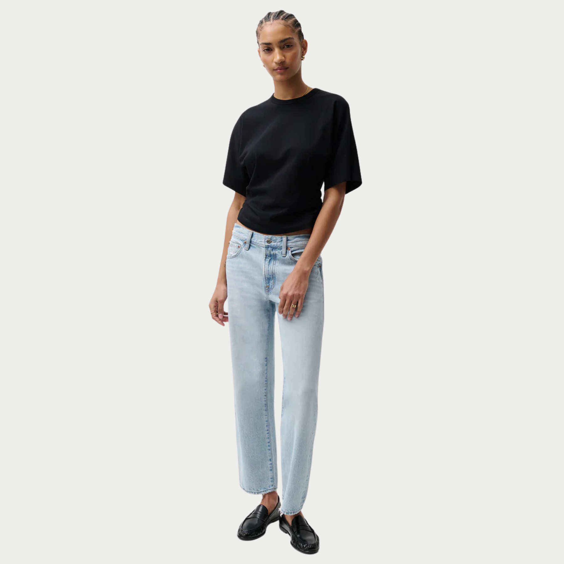 PISTOLA Lexi Mid Rise Bowed Straight Women's Jeans