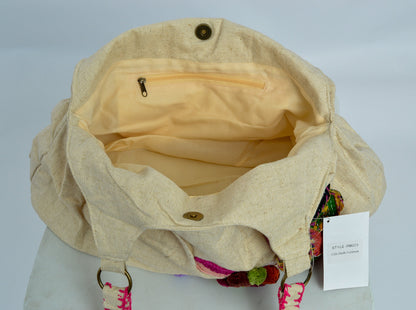 Beautiful tote bag colourfully decorated with embroidery and applique