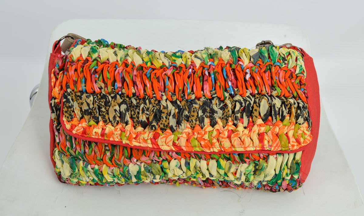 Hand crocheted shoulder bag in beautiful bright colours