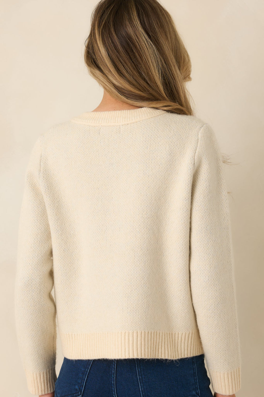 Goes Without Saying Natural Multi Knit Argyle Button Up Cardigan Sweater
