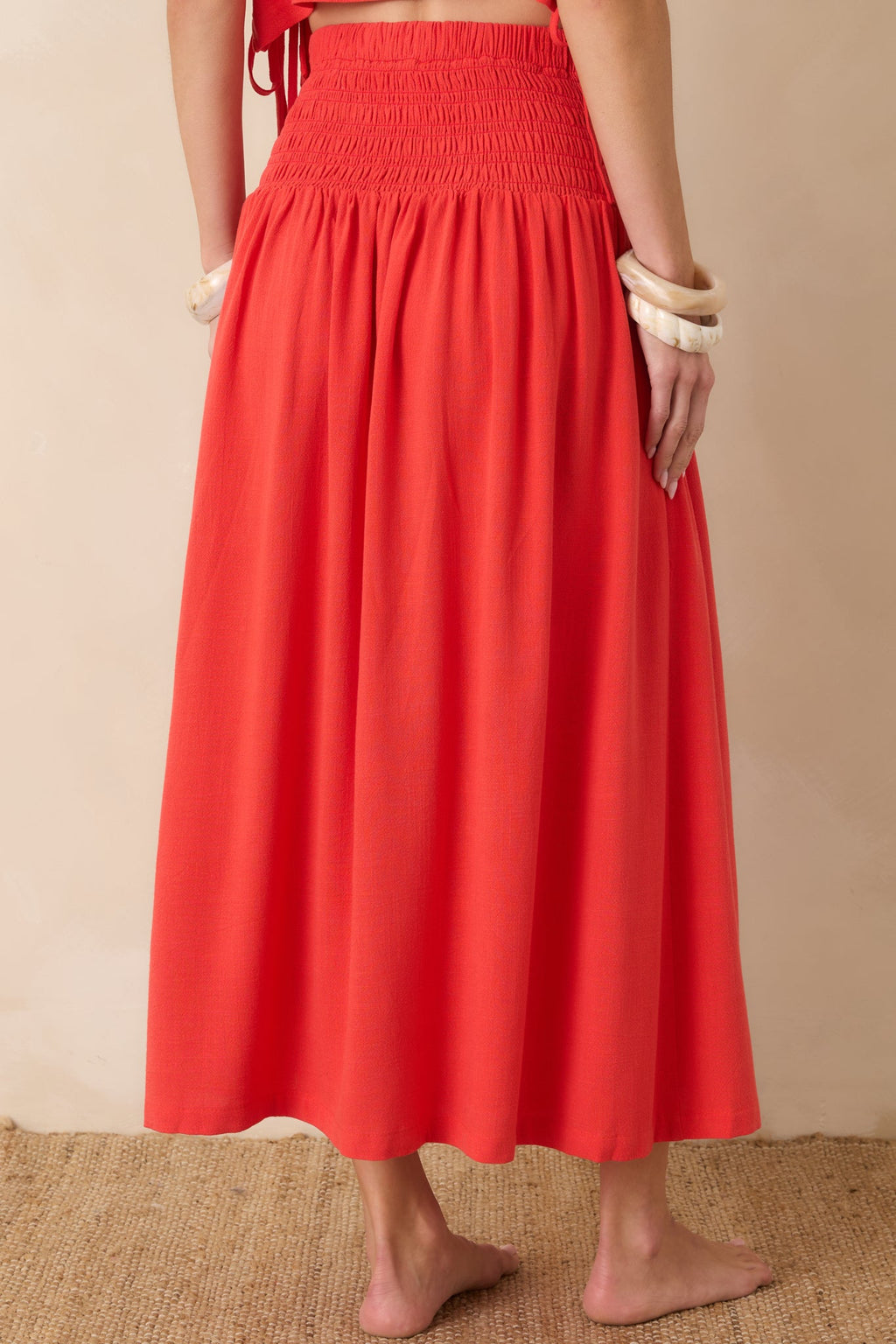 Paradisa Siesta Key Sangria Red Linen Blend Maxi Skirt
