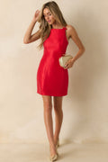 Sweet Intentions Red Bow Accent Mini Dress