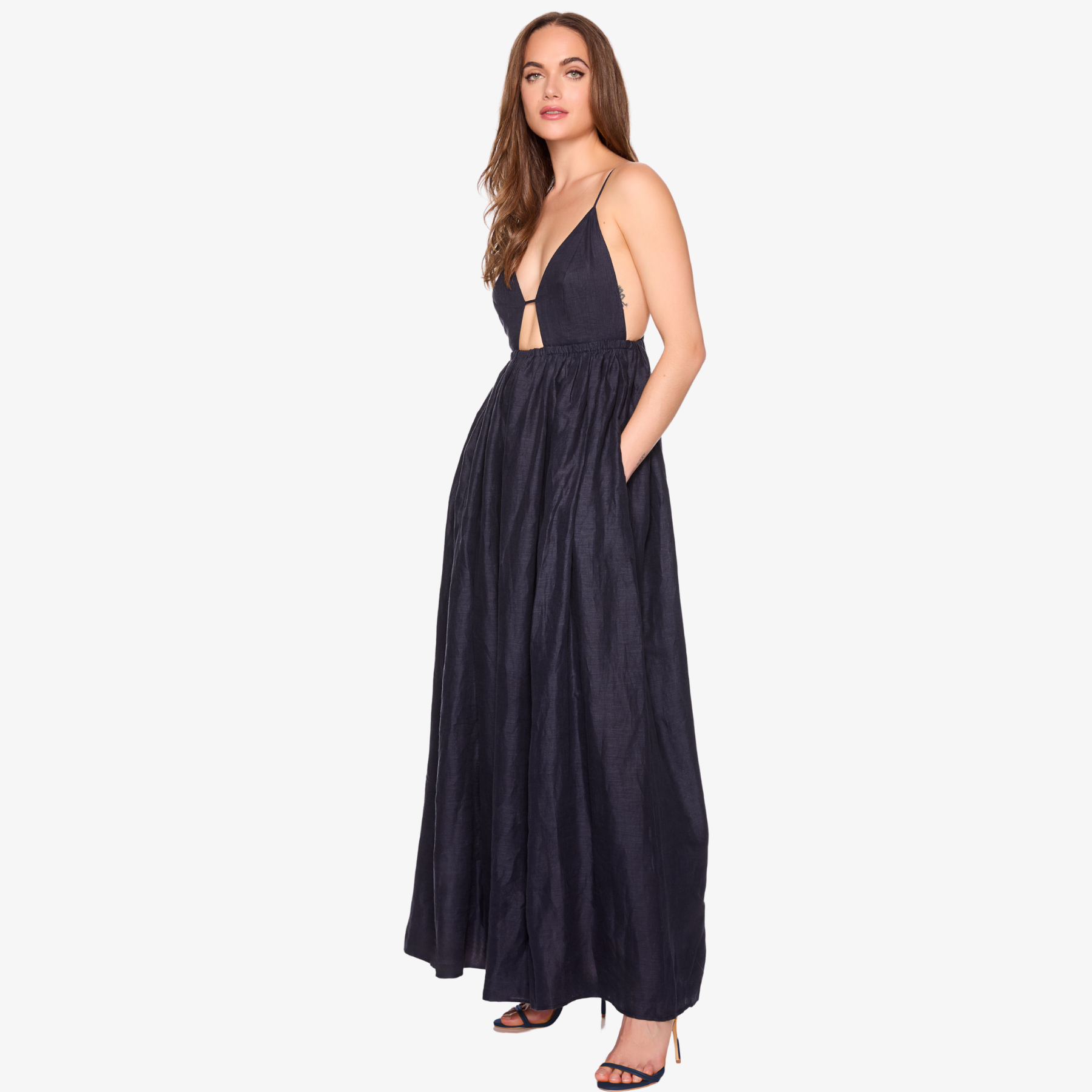 Susana Monaco Solid Linen Empire Waist Dress