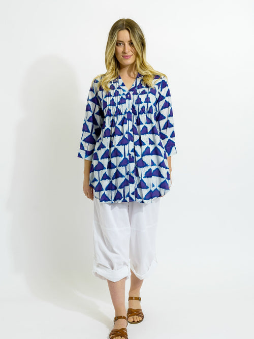 Palm Cove Top in Indigo Triangles