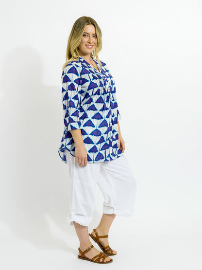 Palm Cove Top in Indigo Triangles
