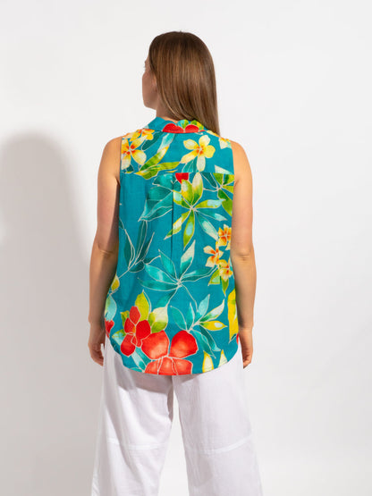Mozaic Cooloola Top in Turquoise Tropical