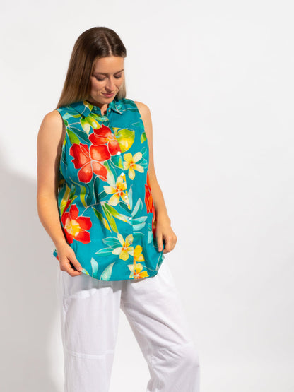 Mozaic Cooloola Top in Turquoise Tropical
